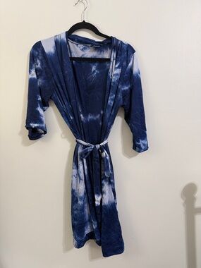 Tie-Dye Navy & White Wrap Robe